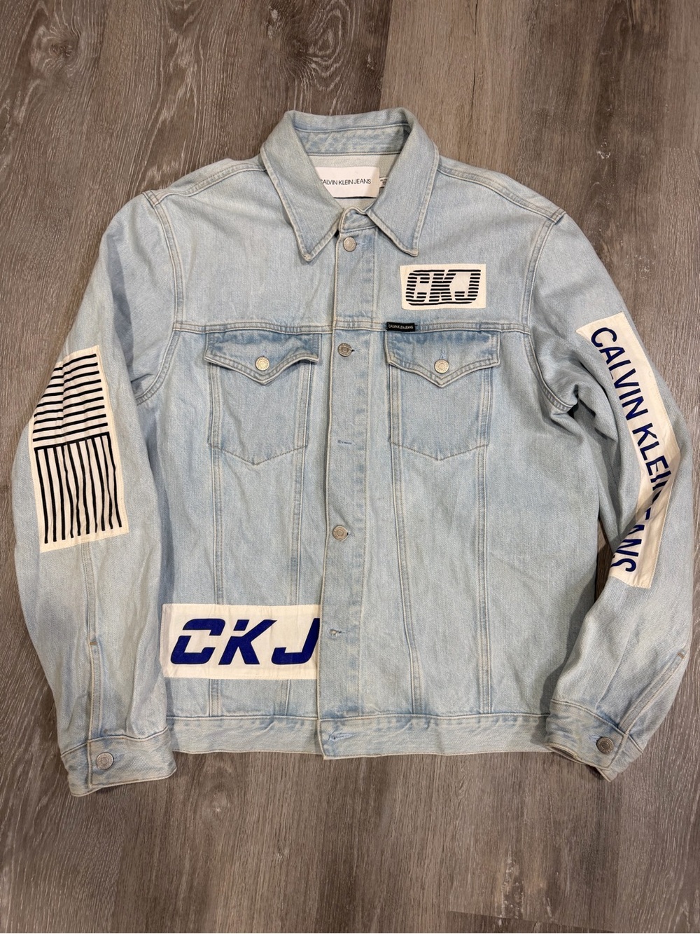 Calvin Klein Jeans Light Blue Denim Jacket with CKJ Patches